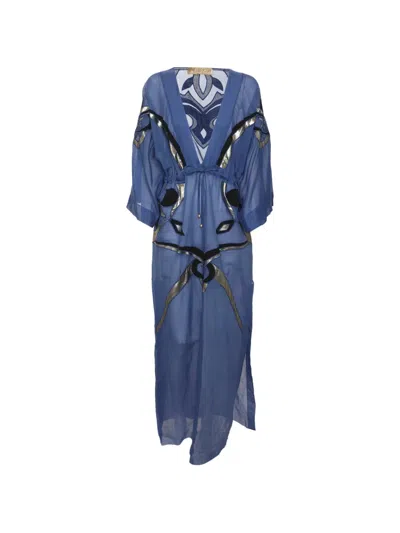 Pre-owned Pucci Embroidered Kaftan Dress In Blue