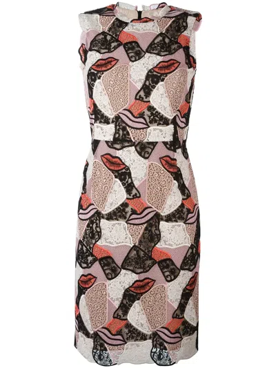 Pucci Embroidered Lips Sheath Dress In Multi