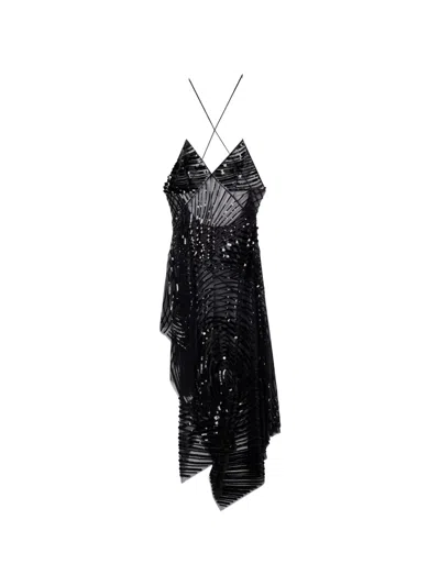 Pucci Embroidered Tulle Dress In Black