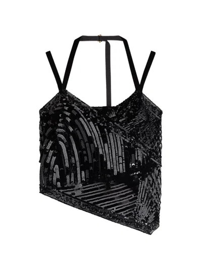Pucci Embroidered Tulle Scarf Top In Black