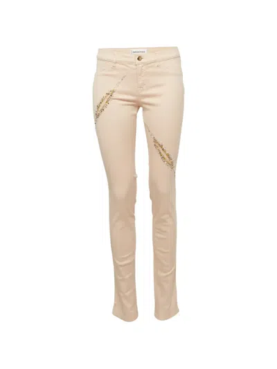 Pre-owned Pucci Emilio Light Embroidered Fitted Jeans In Neutral