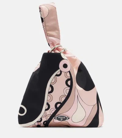 Pucci Emilio Orchidee Silk Twill Top-handle Bag In Pink