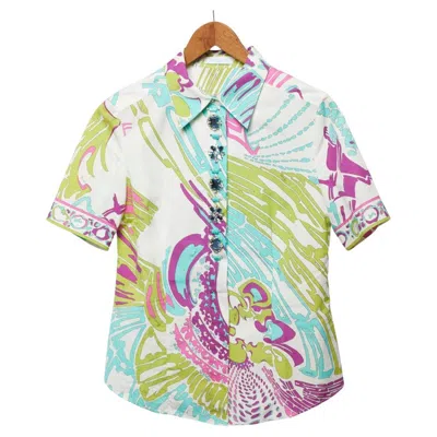 Pre-owned Pucci - Emilio. Printed Short Sleeve Shirt Y2k In Gray