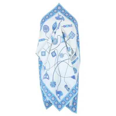 Pre-owned Pucci Emilio  1970s Rare African Design Print Silk Scarf In Blue