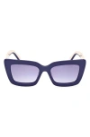 Pucci Women's Shiny Blue & Ivory Squared Cat-eye Sunglasses In Purple