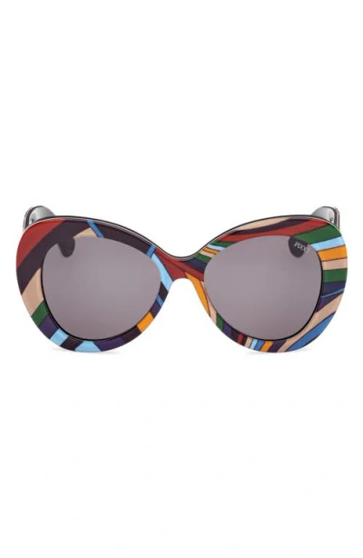 Pucci Emilio  56mm Round Sunglasses In Black