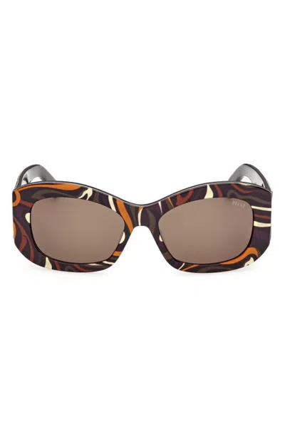 Pucci Emilio  57mm Rectangular Sunglasses In Brown