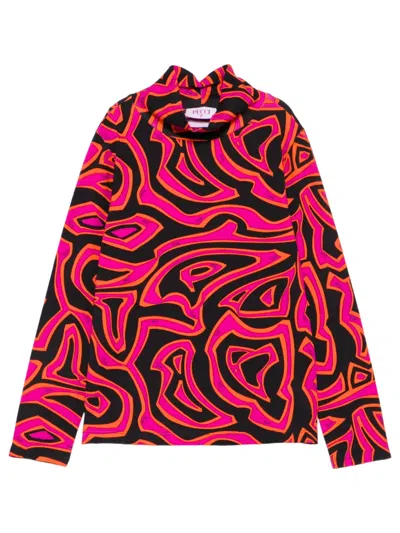 Pucci Emilio  All-over Printed High-neck Long-sleeve Top In Pink