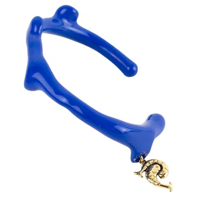 Pre-owned Pucci Emilio  Aquarius Cuff Bracelet With Royal Blue Enamel And Charms