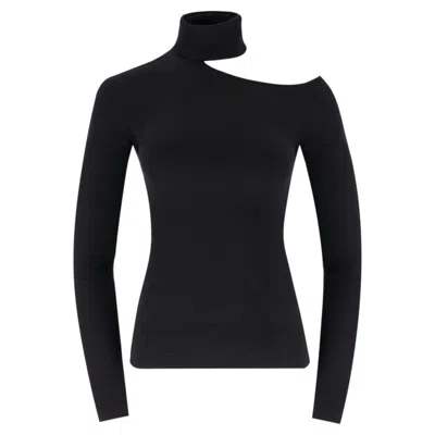 Pre-owned Pucci Emilio  Asymmetric One-shoulder Cut-out Turtleneck Top In Black