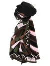 Pucci Mixed Print Silk Scarf In Black