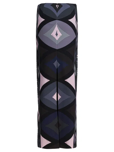 Pucci Emilio  Black Silk Skirt In Multi