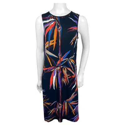 Pre-owned Pucci Emilio  Black/multi Abstract Silk Blend Sleeveless Shift Dress-us Size 10