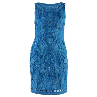 Pre-owned Pucci Emilio  Blue Embroidered And Embellished Dress S