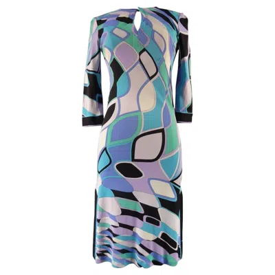 Pre-owned Pucci Emilio  Blue Graphic Dress Circa 1980