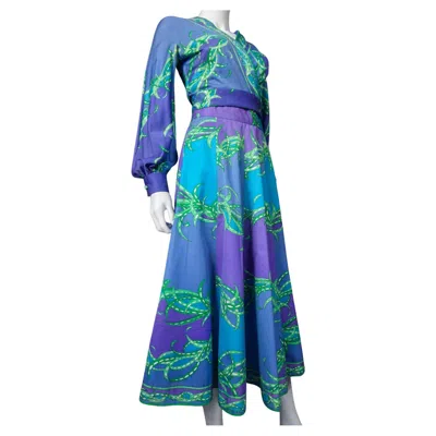 Pre-owned Pucci Emilio  Bolero And Skirt Printed Cotton Set, Circa 1970s In Blue