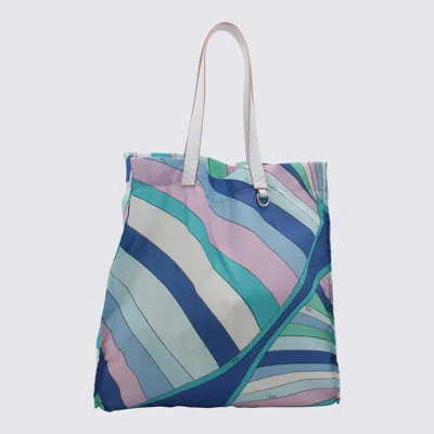 Pucci Blue And White Yummy Tote Bag In Celeste/bianco
