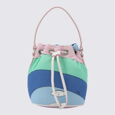Pucci Multicolor Yummy Bucket Bag In Celeste/bianco
