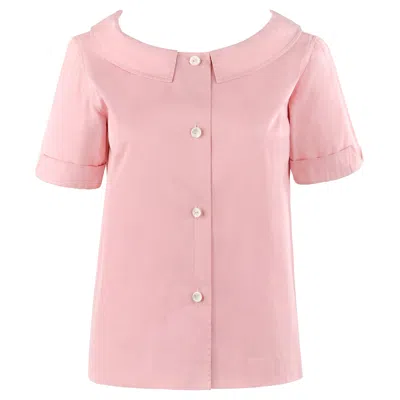 Pre-owned Pucci Emilio  C.1950's Pink Button Up Short Sleeve Blouse Top - Early Design