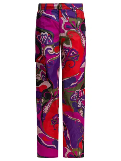 Pucci Emilio  Cargo Pants With Orchidee Print In Multi