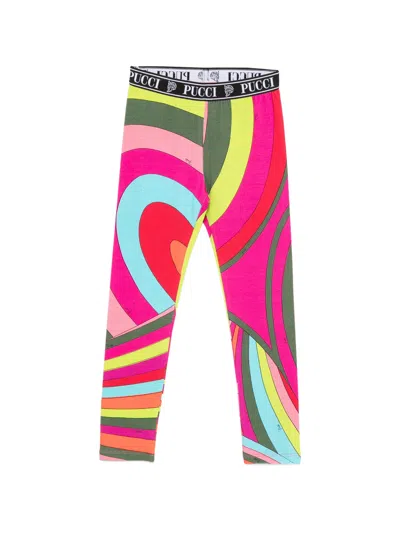 Pucci Emilio  Chic Abstract Print Trousers With Logo Waistband In Multi