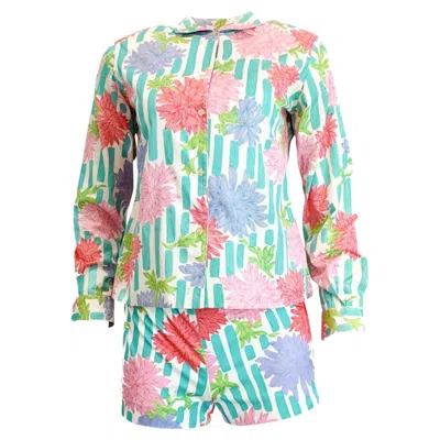 Pre-owned Pucci Emilio  Colorful Floral Shorts And Top Set In Gray