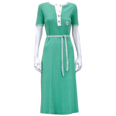 Pre-owned Pucci Emilio  Cotton Jersey Mint Green Logo Dress