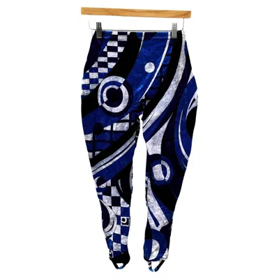 Pre-owned Pucci Emilio  Crushed Velvet Stirrup Leggings, Circa 1970s In Black