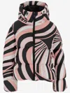 Pucci Printed Quilted Shell Hooded Down Jacket In Pink