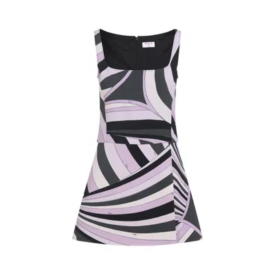Pucci Backless Mini Dress Abstract Pattern In Purple