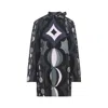 Pucci Geometric Pattern Long Sleeve High Neck Dress In Black