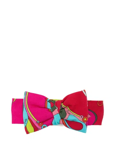 Pucci Emilio  Embellished Bow Headband With All-over Print In Multi