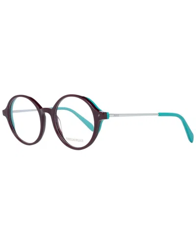 Pucci Emilio  Empu-2164 Burgundy Round Plastic Eyeglasses In Multi