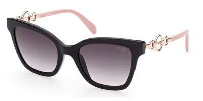 Pucci Emilio  Ep0158 01b Women's Sunglasses Black Size 54 In Transparent