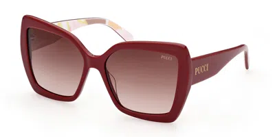 Pucci Emilio  Ep0176 81f Occhiali Da Sole Rossi Per Donna In Burgundy