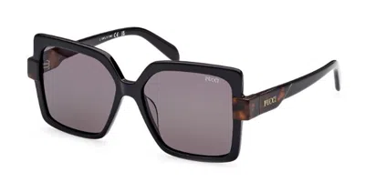 Pucci Emilio  Ep0194 05a Women's Sunglasses Black Size 55 In Green