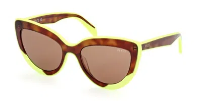 Pucci Emilio  Ep0196 56e Women's Sunglasses Tortoiseshell Size 56 In Pattern