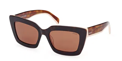 Pucci Emilio  Ep0202 53e Women's Sunglasses Tortoiseshell Size 54 In Brown