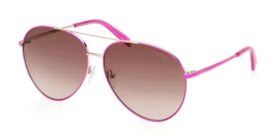 Pucci Emilio  Ep0206 77f Women's Sunglasses Gold Size 63 In Burgundy