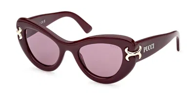 Pucci Emilio  Ep0212 81s Women's Sunglasses Burgundy Size 50