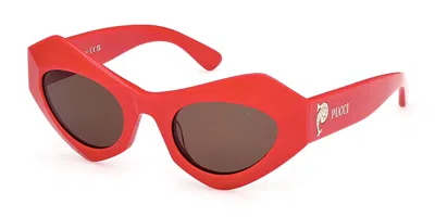 Pucci Emilio  Ep0214 66j Women's Sunglasses Red Size 50