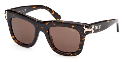 Pucci Emilio  Ep0222 52e Women's Sunglasses Tortoiseshell Size 50 In Brown