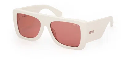 Pucci Emilio  Ep0230 21s Women's Sunglasses White Size 56 In Neutral