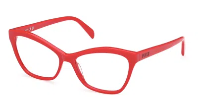 Pucci Emilio  Ep5241 066 Women's Glasses Red Size 57 - Free Lenses - Blue Light Block Available In Shiny Light Red