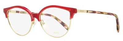 Pucci Emilio  Ep5259 Oval Brow-line Eyeglasses In Red