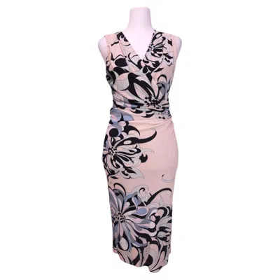 Pre-owned Pucci Emilio  Floral Print Sleeveless Wrap Midi Dress - Us 6 / Eu 36 In Gray