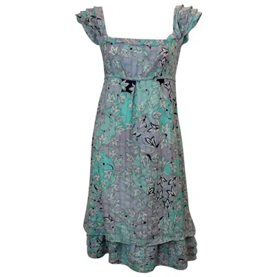 Pre-owned Pucci Emilio  Floral Printed Pastel Blue And Lavender Cotton Dress - 4 In Purple