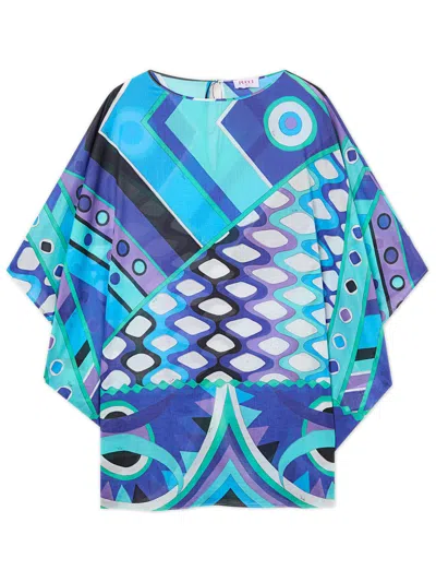 Pucci Emilio  Flowing Silhouette Dress With Round Neckline In Blu