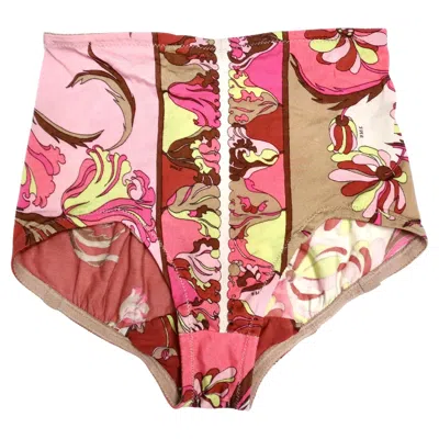 Pre-owned Pucci Emilio  For Formfit 1960s Retro Floral Swim Bottoms In Pink