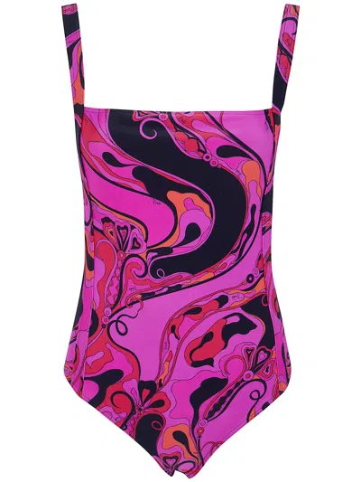 Pucci Emilio  Fuchsia Black Polyamide One-piece In Purple